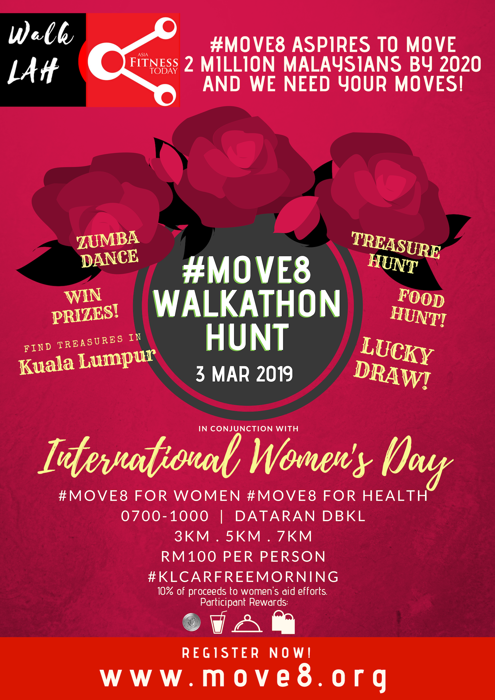 03 03 19 move8 walkathon hunt on international womens day move8 walkathon poster